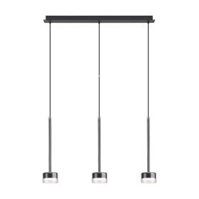 M7882/2700K  Tonic Linear Dimmable Pendant 3 Light 2700K Chrome/Black/Clear Glass